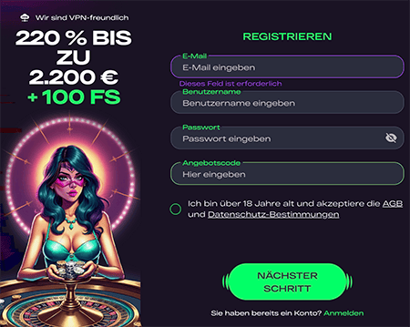 Glitch Spin™ Registrierung